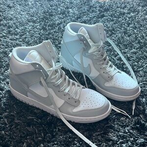 Nike High-Top Sneakers in White and Light Gray